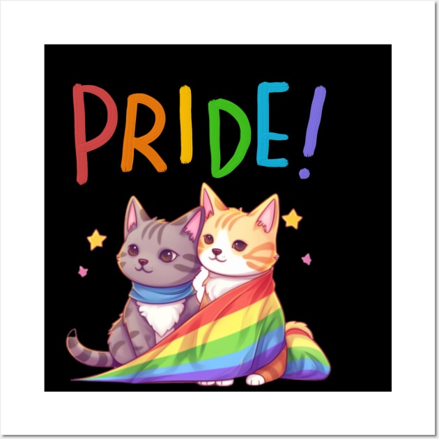 cat lgbt flag gay pride month transgender rainbow lesbian Wall Art by IYearDesign